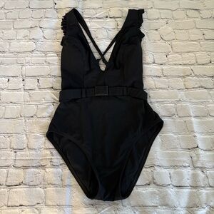 Skinnydippers Retro Chic Black Swim One Piece Sz M NWOT